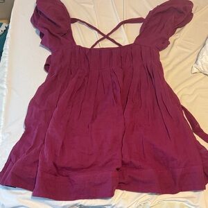 FREE PEOPLE Magenta baby doll dress with open back